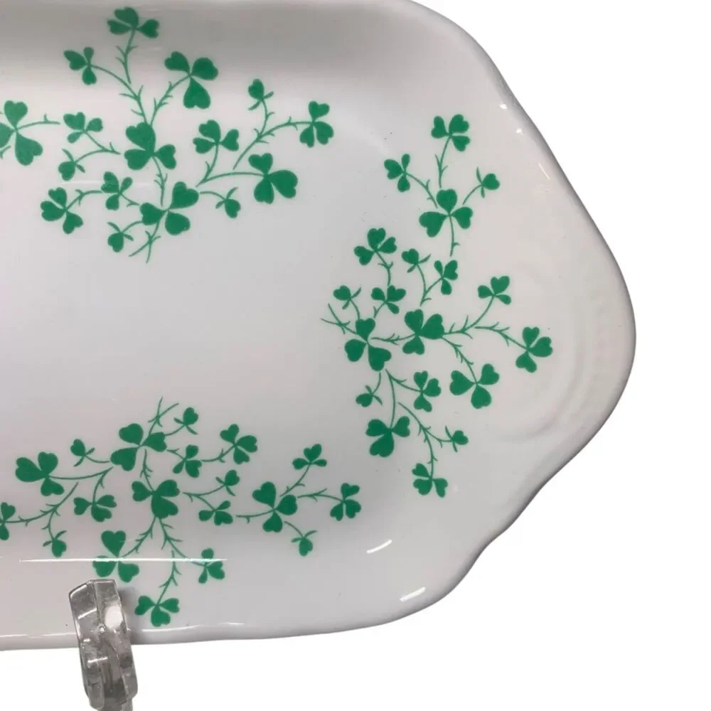 St George Bone China Shamrock Clover Trinket Tray England 8.5x4.0